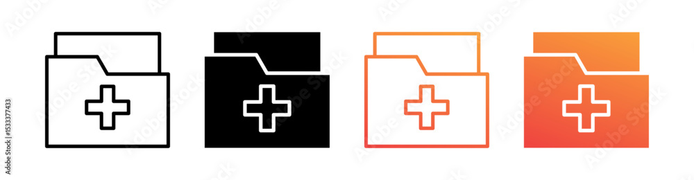 Fototapeta premium Pharmacy Folder Multiple Style Icon Set Vector 