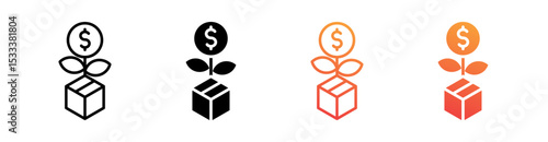 Product Investment Multiple Style Icon Set Vector 