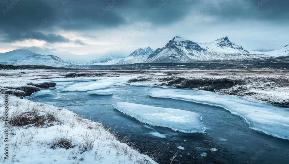 Obraz premium Majestic Glacial Landscape Under a Dramatic Sky