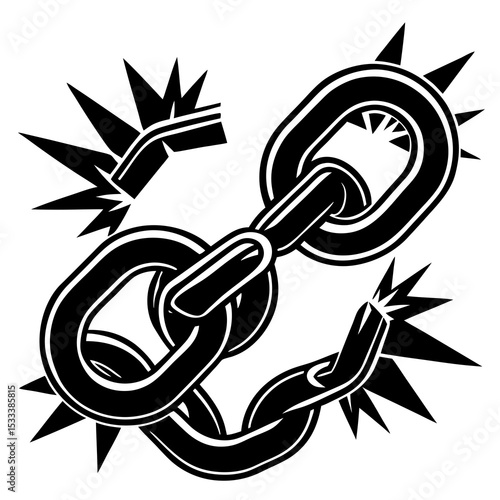 Chain Links Breaking Freedom vector silhouette Illustration