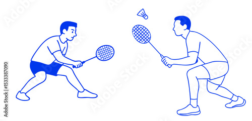 Badminton Players Ready for Action Counter-drive stance (low body, forehand return)