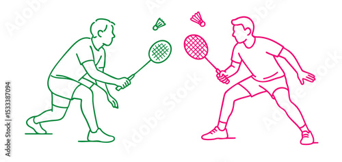 Badminton Players Ready for Action Counter-drive stance (low body, forehand return)
