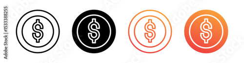 Money Multiple Style Icon Set Vector 