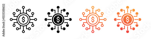 Digital Money Multiple Style Icon Set Vector 