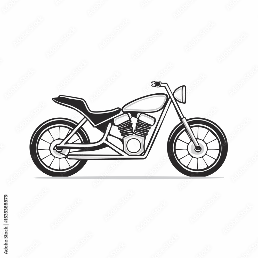 Fototapeta premium Bold Black Line Art Motorcycle Chassis Vector Icon