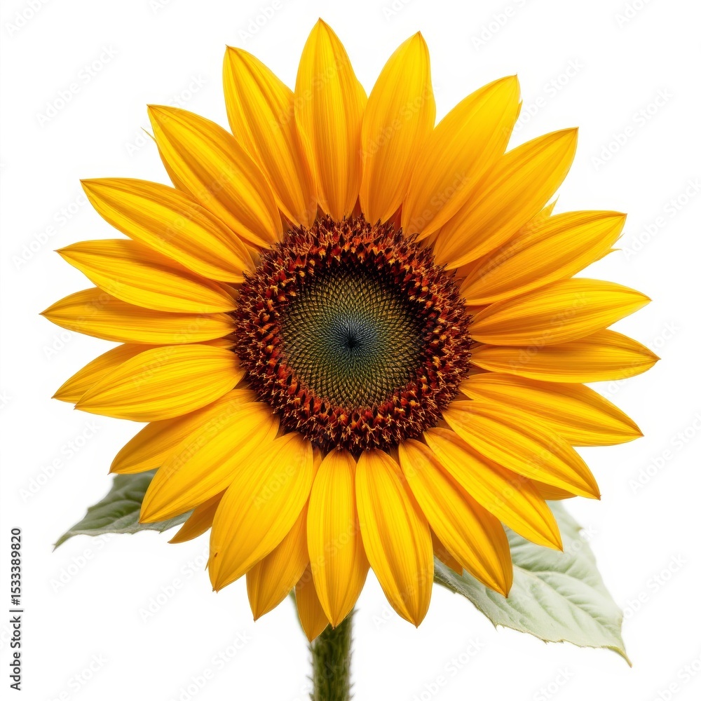 Fototapeta premium Vibrant Sunflower Blossom Isolated on White