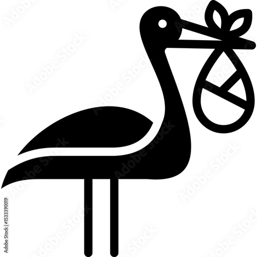 stork icon illustration design with solid