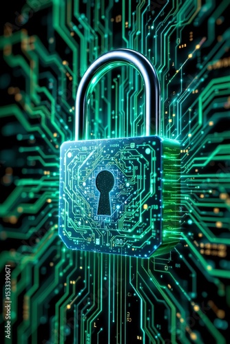 Wallpaper Mural Digital Security Padlock on Circuit Board Torontodigital.ca