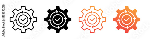 Process Multiple Style Icon Set Vector 