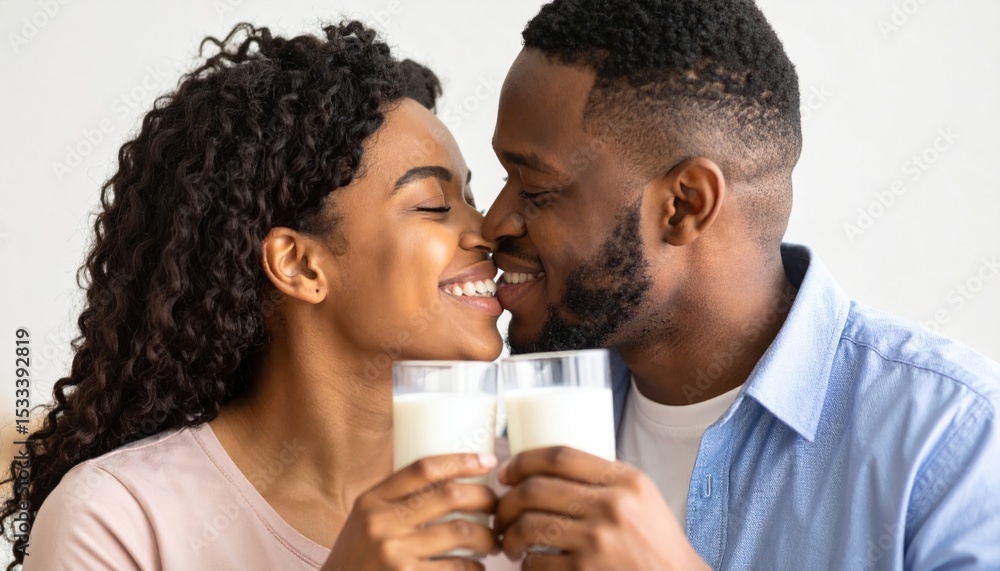Couple toasting with milk Couple toasting with milk