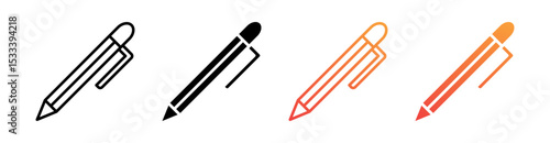 Pen Multiple Style Icon Set Vector 
