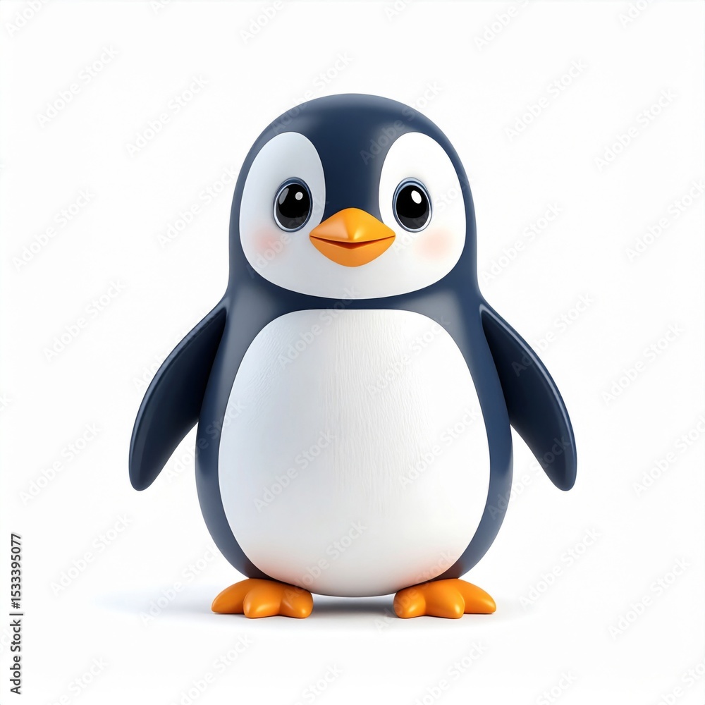 Obraz premium Cute Cartoon Penguin on White Background