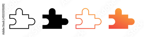 Puzzle Multiple Style Icon Set Vector 