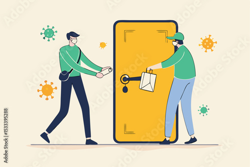 Cleaning or disinfect door handle to prevent Coronavirus COVID-19 outbreak concept, cleaning service workers spray disinfectant alcohol or sanitiser and using cloth to clean Coronavirus pathogens.