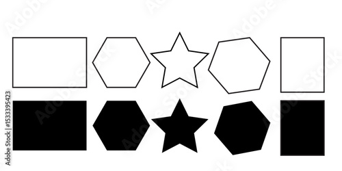 quadrangle, pentagon, hexagon, octagon icon. vector geometry pentagonal, hexagonal, octagonal polygon. five, six, eight sided polygon lines, vector