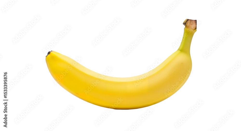 Banana fruit with a curved shape is shown on a transparent background Banana fruit with a curved shape is shown on a transparent background