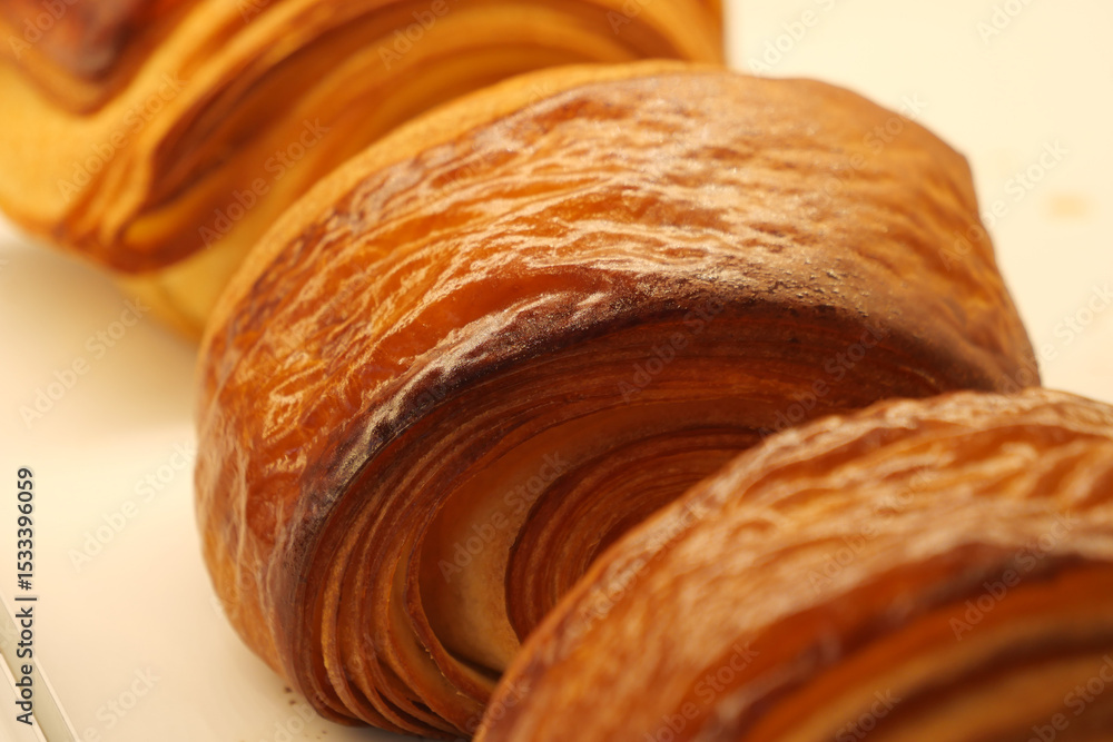 Fototapeta premium Perfectly layered, freshly baked croissants