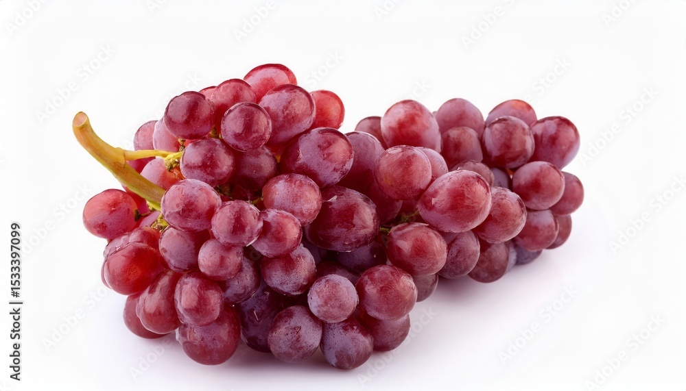 Fototapeta premium Fresh Red Grapes Bunch Isolated on White Background Perfect for Healthy Eating and Juice Production