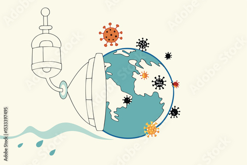 COVID-19 novel Coronavirus pandemic disease, world spreading outbreak in critical concept, planet earth or world globe with map of Americas United States using resuscitator, COVID-19 virus pathogens.