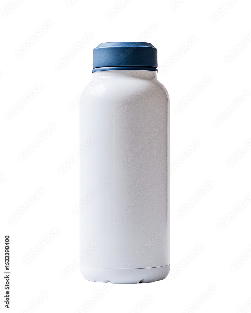 White insulated water bottle with a teal lid, studio shot, transparent background, mockup template, product presentation, beverage container, hydration, healthy lifestyle, clean White insulated water bottle with a teal lid, studio shot, transparent background, mockup template, product presentation, beverage container, hydration, healthy lifestyle, clean