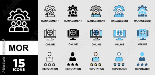 MOR  icon set with various styles and colors  of internet, browser, winner, trust, favorite, and business