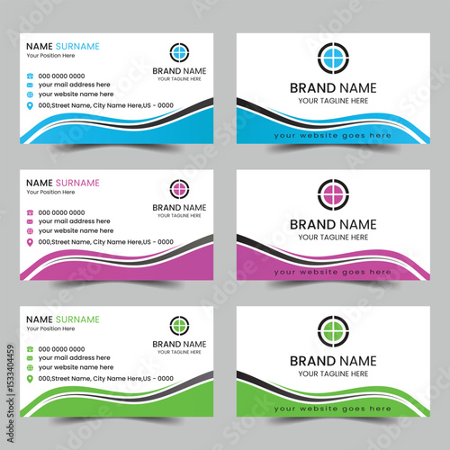 Corporate business card design template.