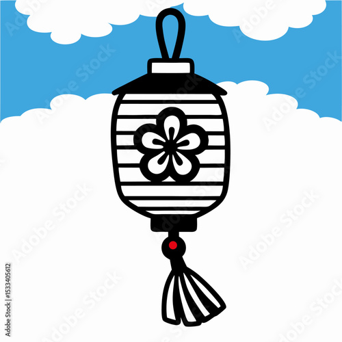 Japanese Paper Lantern Illustration: Hanging Decor