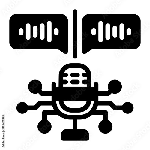 Ai Voice Cloning Glyph Icon vector design and illustration template