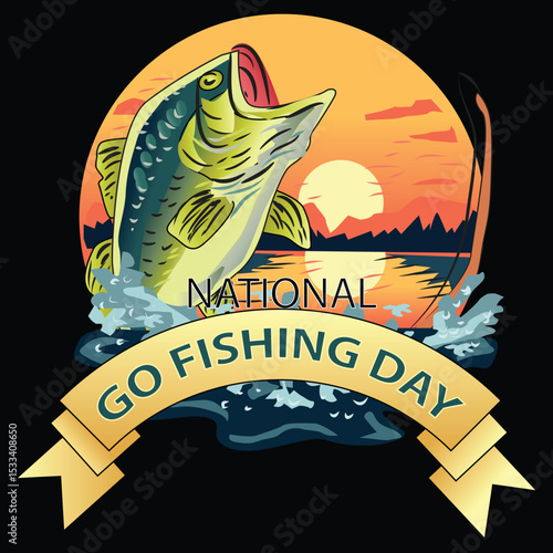 National Go Fishing Day Sign and Badge
