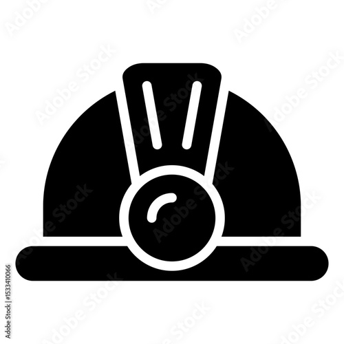 Safety Helmet Glyph Black Fill Silhouette - Safety hard hat, representing mandatory head protection in industrial and construction environments