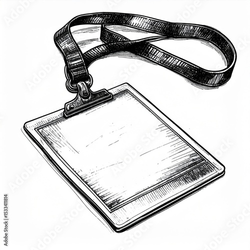 Blank ID Card with Lanyard Illustration