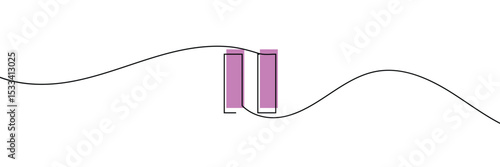 Pause stop icon in continuous line drawing style. Line art of pause button. Vector illustration. Abstract background . EPS 10 .