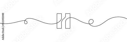 Pause stop icon in continuous line drawing style. Line art of pause button. Vector illustration. Abstract background . EPS 10 .