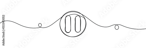Pause stop icon in continuous line drawing style. Line art of pause button. Vector illustration. Abstract background . EPS 10 .