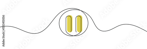Pause stop icon in continuous line drawing style. Line art of pause button. Vector illustration. Abstract background . EPS 10 .