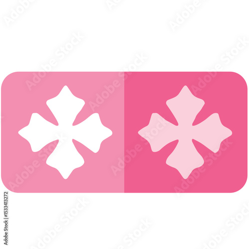 Two floral symbols on a pink background tile. Perfect for bathroom decor, spa illustrations, or feminine hygiene and cleanliness themes.
