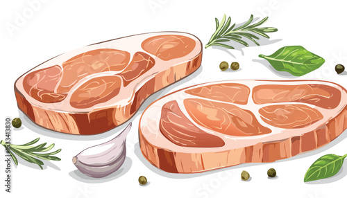 Hand-Drawn Pork Steak Sketch Collection – Vintage Butchery Meat Cuts Illustration Set