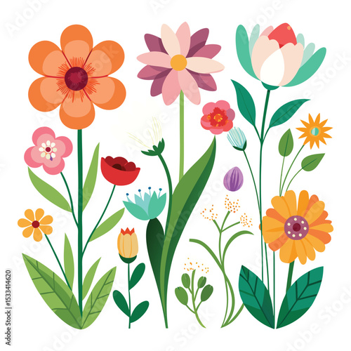Wallpaper Mural Vibrant spring flowers bouquet illustration Torontodigital.ca