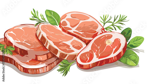 Hand-Drawn Pork Steak Sketch Collection – Vintage Butchery Meat Cuts Illustration Set