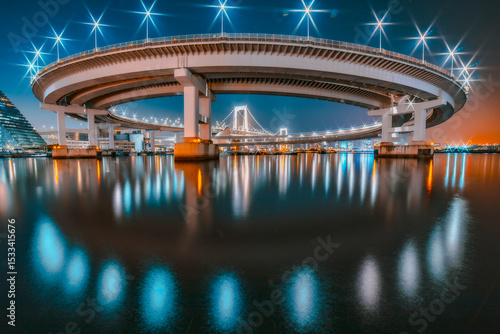 Quadro em tela rainbow bridge in tokyo