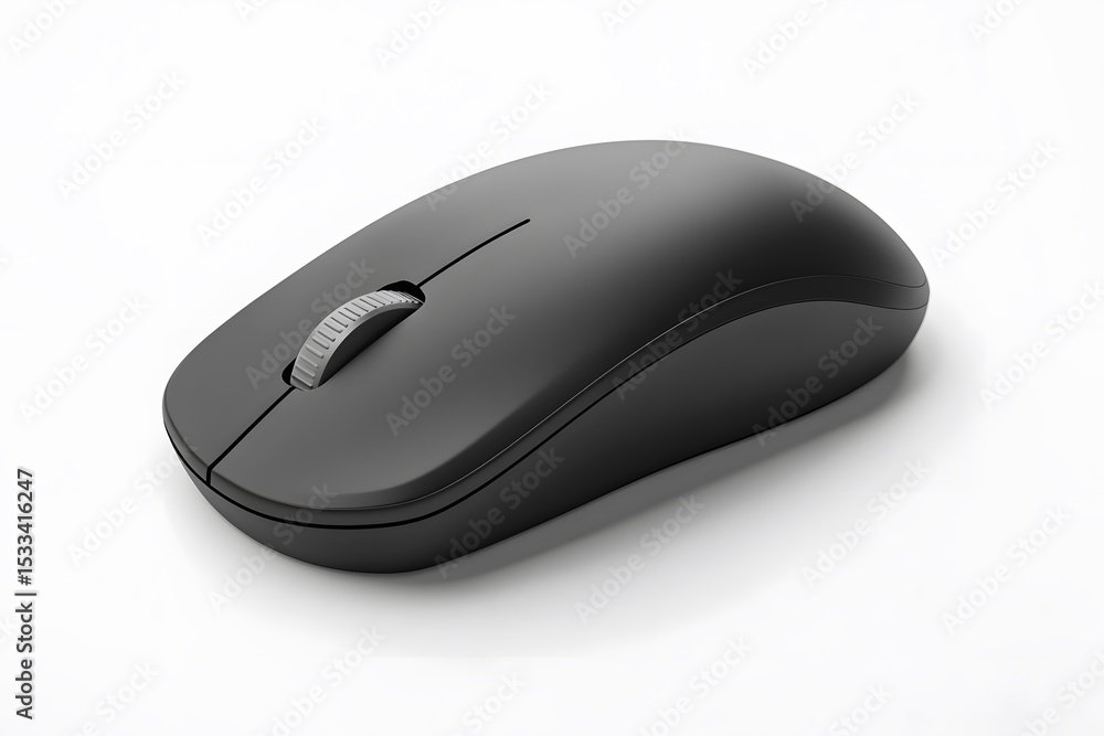 Isolated image of a black wireless computer mouse on a white background Isolated image of a black wireless computer mouse on a white background