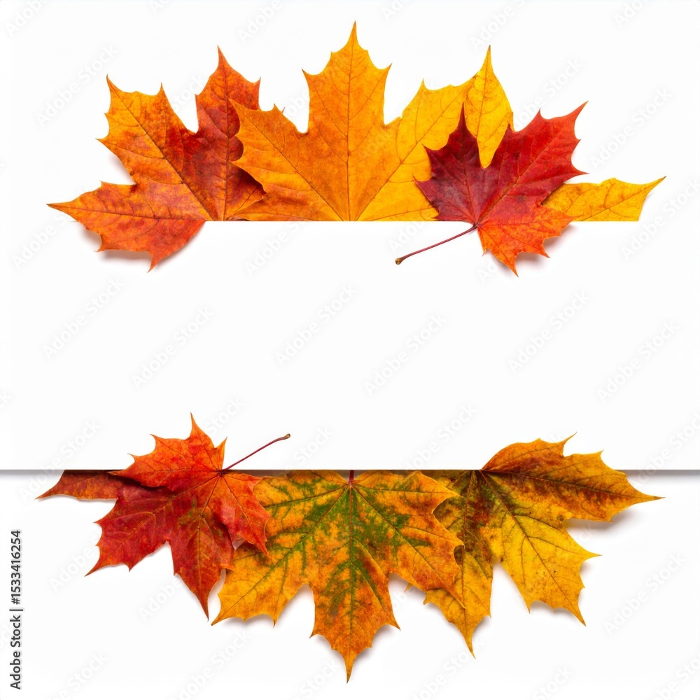 Fototapeta premium Colorful Autumn Maple Leaves Frame on White Background