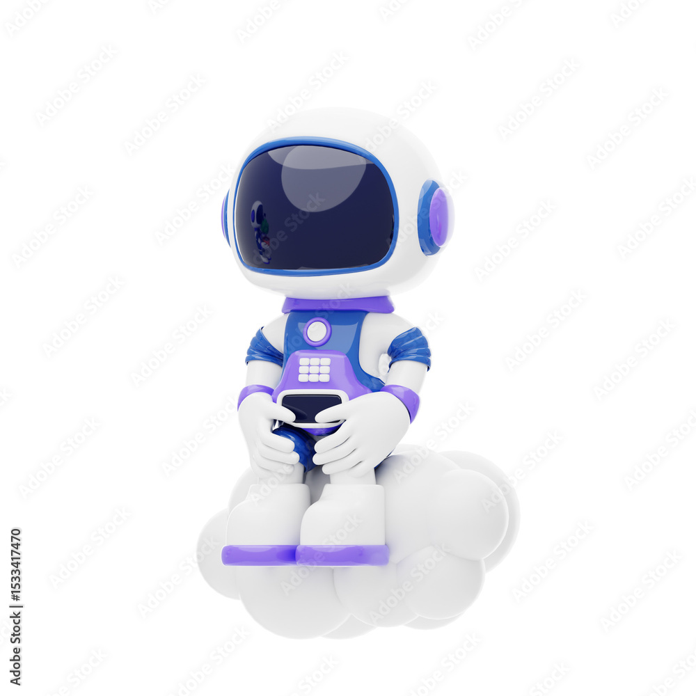 Naklejka premium Astronaut Sitting And Relaxing 3D Character Illustration.