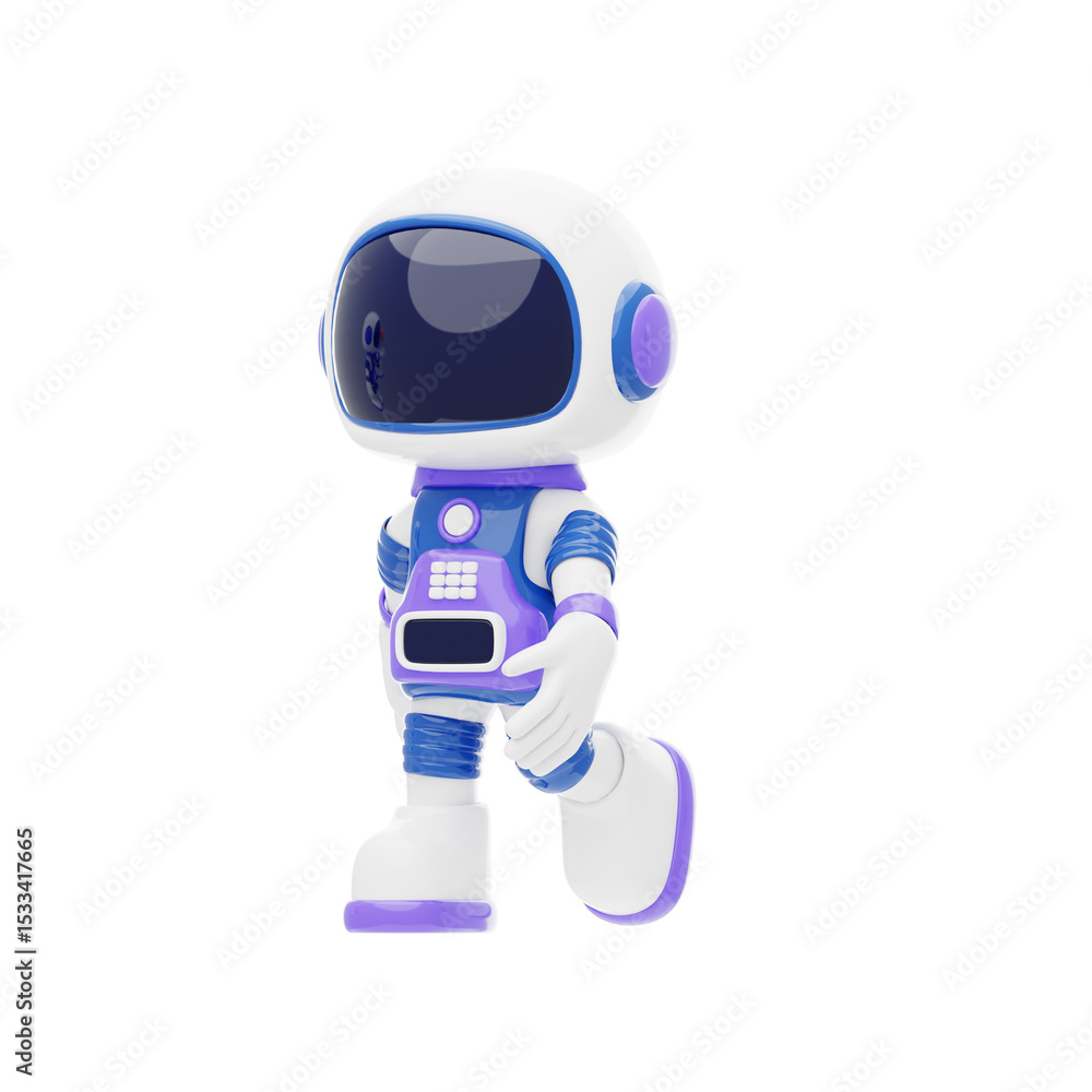 Fototapeta premium Astronaut Walking In Space 3D Character Illustration.
