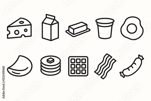 Food icon set over white background, silhouette style, vector illustration