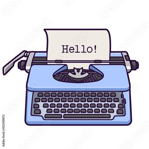 vintage typewriter cartoon vector illustration