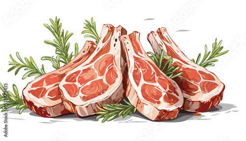 Hand-Drawn Lamb Steak Sketch Collection – Vintage Meat Cuts Illustration for Butchery and Culinary Design