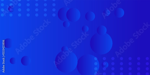 Image of multiple blue vibrant balls moving in hypnotic motion in seamless loop with rows of white dots on gradient blue background. Colour and movement concept digitally generated