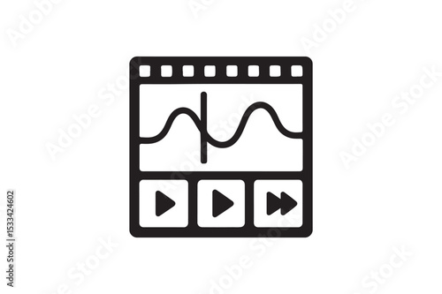 Film Editing Timeline silhouette vector with white background