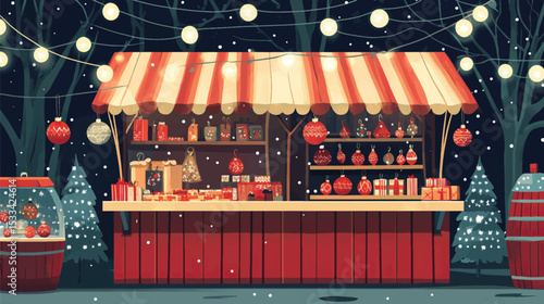 Festive Christmas Market Stall with Handmade Ornaments, Christmas Market Stalls